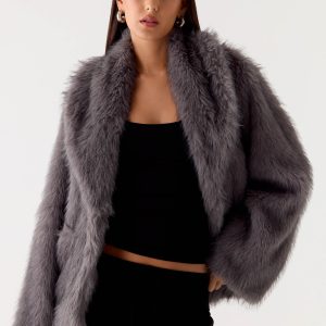 Katiana Faux Fur Jacket - Grey