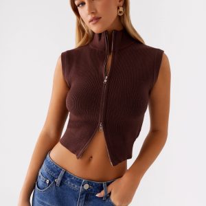 Keegan Knit Vest - Chocolate