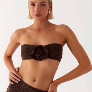 Kelcie Rose Crochet Bandeau Top - Chocolate