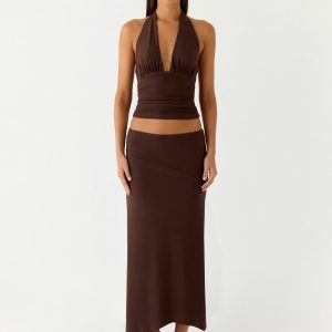 Kerrie Hanky Midi Skirt - Chocolate