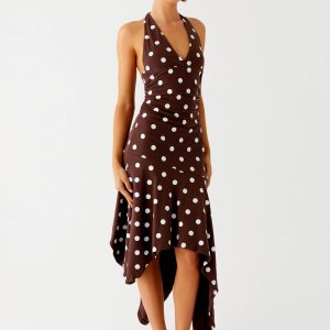 Keylani Halter Midi Dress - Chocolate