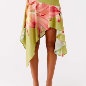 Kia Low Rise Asymmetrical Midi Skirt - Jungle Floral