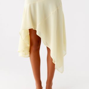 Kia Low Rise Asymmetrical Midi Skirt - Yellow