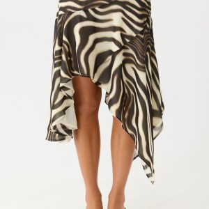 Kia Low Rise Asymmetrical Midi Skirt - Zebra