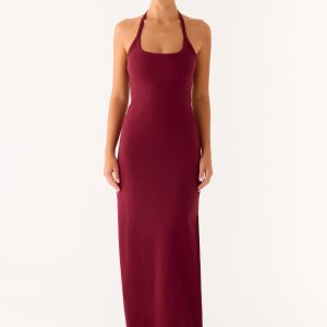 Kill This Love Ribbed Maxi Dress - Dark Cherry