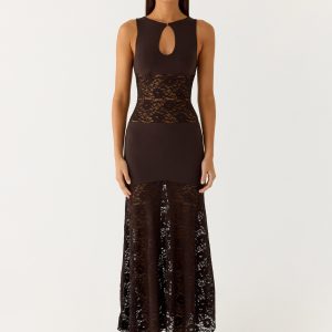 Koka Lace Maxi Dress - Cool Chocolate