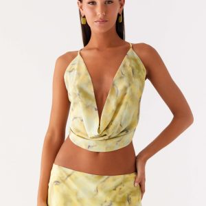 Kylo Cowl Top - Yellow Tie Dye