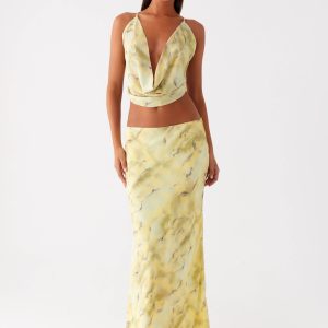 Kylo Low Rise Maxi Skirt - Yellow Tie Dye