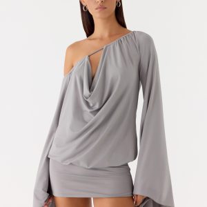 Kyrah Long Sleeve Mini Dress - Misty Blue