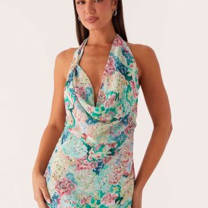 Laid-Back Cowl Mini Dress - Santorini Floral