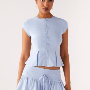 Landon Button Up Top - Blue