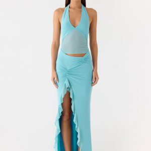 Last Sequence Maxi Dress - Aqua Blue