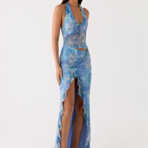 Last Sequence Maxi Dress - Aqua Paisley