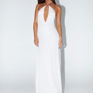 Latanya Sequin Maxi Dress - White
