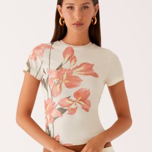 Late Night Mesh Baby Tee - Siena Floral
