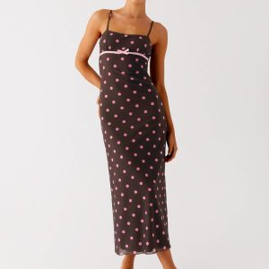 Latto Midi Dress - Chocolate Strawberry Dot
