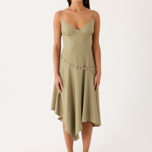 Lazure Midi Dress - Pale Olive
