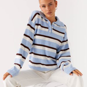 Liana Striped Polo - Blue Stripe