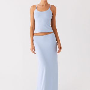 Like A Flower Maxi Skirt - Baby Blue