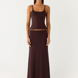 Like A Flower Maxi Skirt - Chocolate
