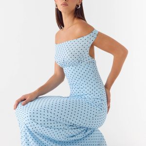 Like Me Now Maxi Dress - Blue Mocha Dot