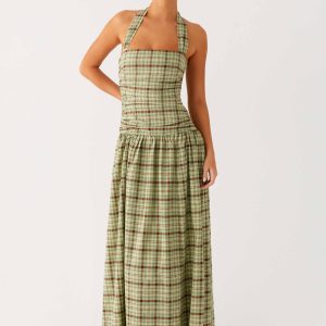 Lilith Maxi Dress - Forest Plaid