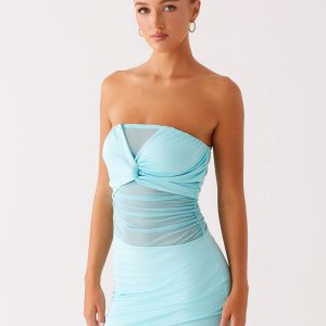 Lita Twist Mini Dress - Turquoise