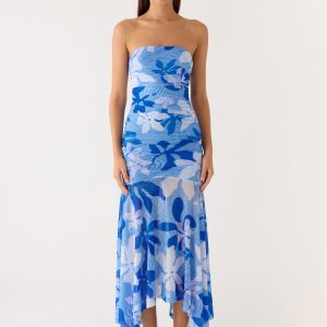 Lo Siento Midi Dress - Indigo Garden