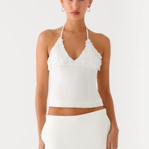 Lori beaded Halter Top - Ivory