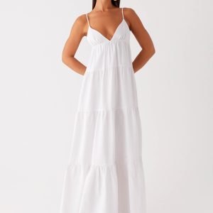 Lotty Linen Maxi Dress - White
