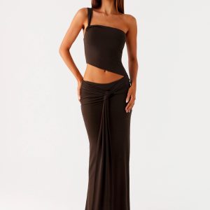 Luara Cut Out Maxi Dress - Chocolate