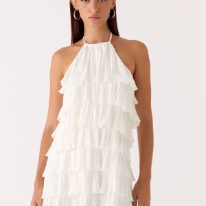 Lunar Bloom Mini Dress - Ivory