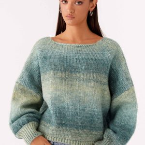 Lynne Oversized Jumper - Green Ombre