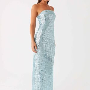 Lyric Sequin Maxi Dress - Turquoise