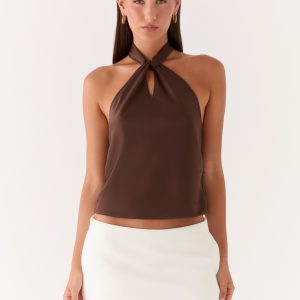 Maddox Scarf Top - Chocolate