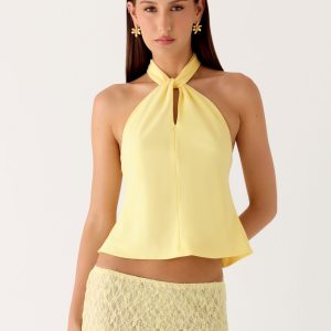 Maddox Scarf Top - Lemon