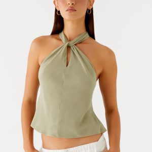 Maddox Scarf Top - Sage