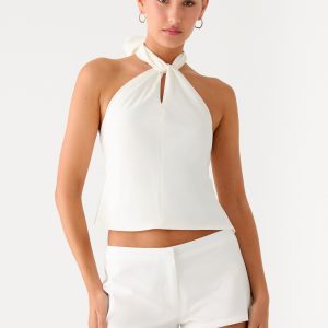 Maddox Scarf Top - White