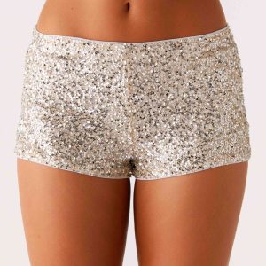 Maelis Low Rise Sequin Mini Shorts - Silver