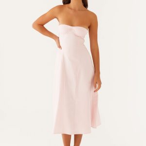Maika Strapless Midi Dress - Pink