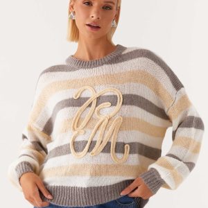 Main Character Oversized Knit Sweater - Stripe