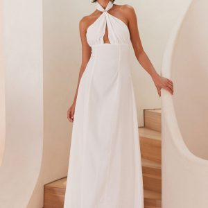 Maison Linen Maxi Dress - White