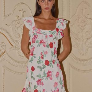 Malina Mini Dress - Ivory Bloom