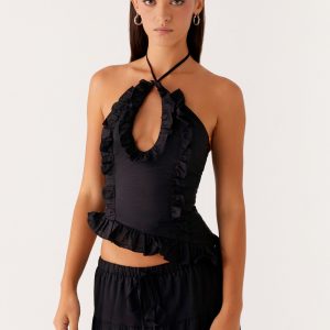 Mariella Linen Top - Black