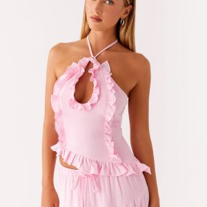 Mariella Linen Top - Pink