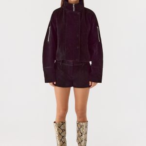 Marlow Faux Suede Jacket - Black