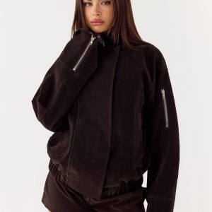 Marlow Faux Suede Jacket - Chocolate