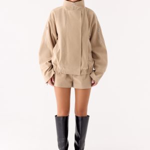 Marlow Faux Suede Jacket - Cream