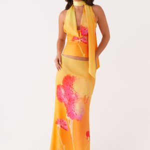 Marrakesh Maxi Skirt - Orange Floral