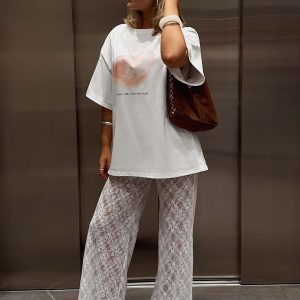 Matcha Lace Pants - White